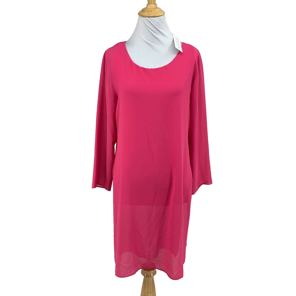 Soft Surroundings Blouse Womens XS Extra Small Magenta Jennifer Chiffon Overlay